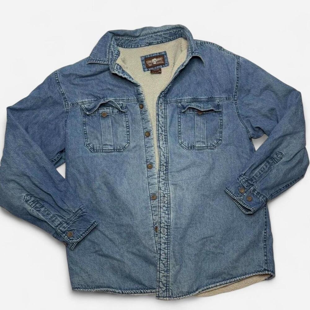 Vintage Levi’s Sherpa Lined Denim Trucker Jacket Large Blue Button Front